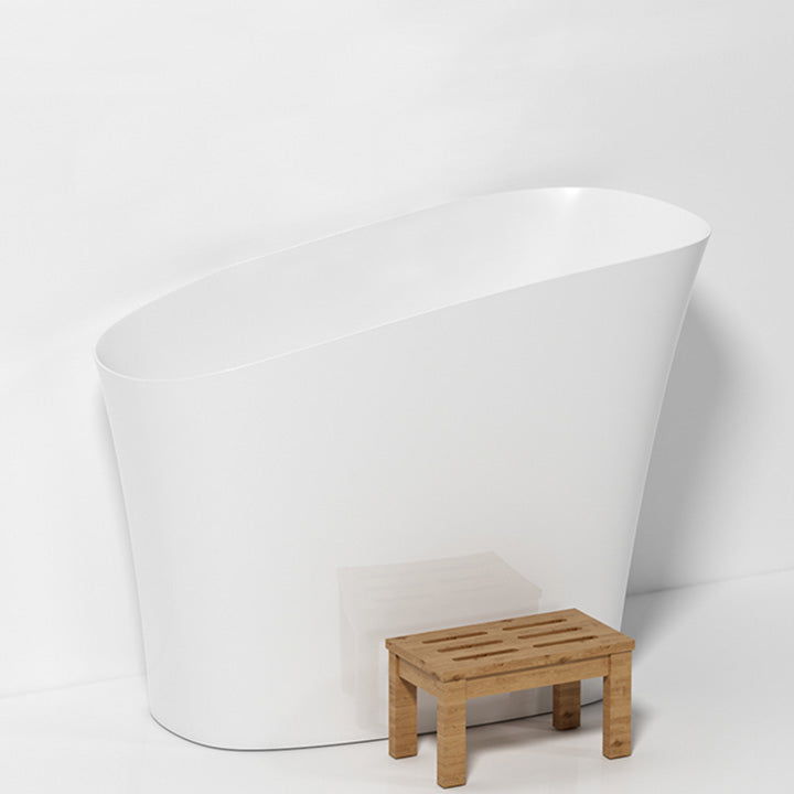 Antique Finish Soaking Oval Bath Stand Alone Modern Bathtub (Stool not Included) White Tub Clearhalo 'Bathroom Remodel & Bathroom Fixtures' 'Bathtubs' 'Home Improvement' 'home_improvement' 'home_improvement_bathtubs' 'Showers & Bathtubs' 7194734