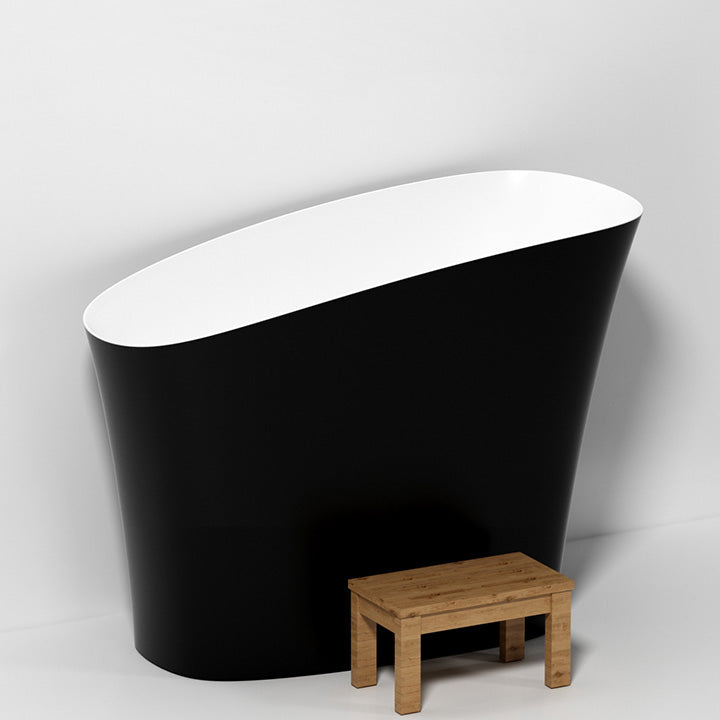 Antique Finish Soaking Oval Bath Stand Alone Modern Bathtub (Stool not Included) Black Tub Clearhalo 'Bathroom Remodel & Bathroom Fixtures' 'Bathtubs' 'Home Improvement' 'home_improvement' 'home_improvement_bathtubs' 'Showers & Bathtubs' 7194742