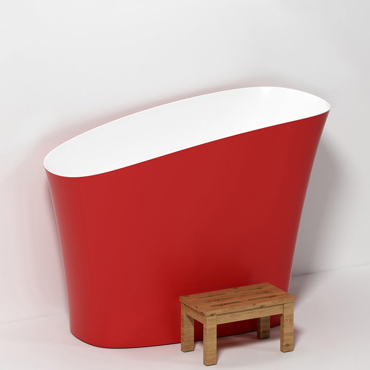 Antique Finish Soaking Oval Bath Stand Alone Modern Bathtub (Stool not Included) Red Tub Clearhalo 'Bathroom Remodel & Bathroom Fixtures' 'Bathtubs' 'Home Improvement' 'home_improvement' 'home_improvement_bathtubs' 'Showers & Bathtubs' 7194745