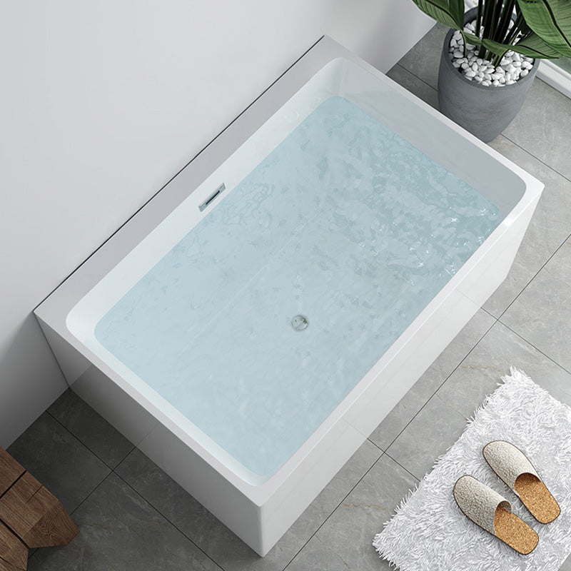 Modern Soaking Freestanding Bathtub White Acrylic Rectangular Bath Tub -  Clearhalo