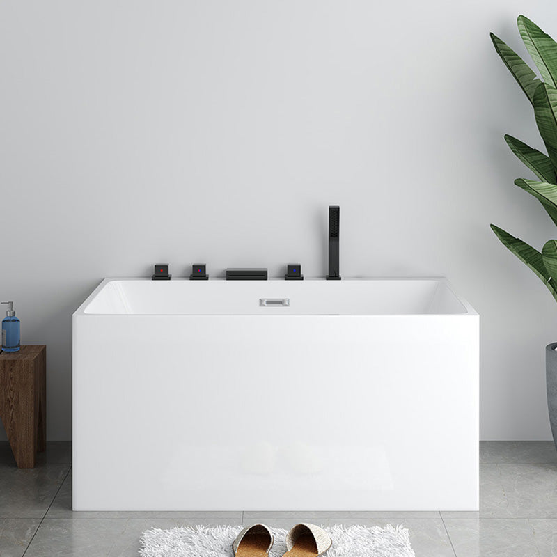 Modern Rectangular White Bath Freestanding Acrylic Soaking Bathtub 51"L x 27.5"W x 24"H Tub with Black 5-Piece Set Clearhalo 'Bathroom Remodel & Bathroom Fixtures' 'Bathtubs' 'Home Improvement' 'home_improvement' 'home_improvement_bathtubs' 'Showers & Bathtubs' 7194862