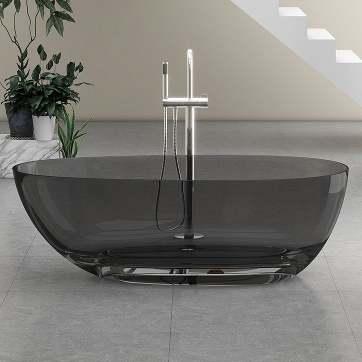 Antique Finish Soaking Bathtub Oval Stand Alone Modern Bath Tub Grey Clearhalo 'Bathroom Remodel & Bathroom Fixtures' 'Bathtubs' 'Home Improvement' 'home_improvement' 'home_improvement_bathtubs' 'Showers & Bathtubs' 7194907