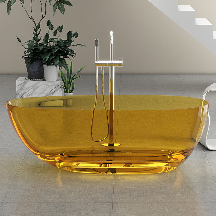 Antique Finish Soaking Bathtub Oval Stand Alone Modern Bath Tub Orange Clearhalo 'Bathroom Remodel & Bathroom Fixtures' 'Bathtubs' 'Home Improvement' 'home_improvement' 'home_improvement_bathtubs' 'Showers & Bathtubs' 7194908