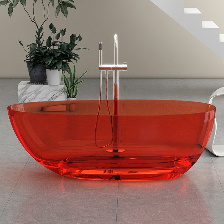 Antique Finish Soaking Bathtub Oval Stand Alone Modern Bath Tub Red Clearhalo 'Bathroom Remodel & Bathroom Fixtures' 'Bathtubs' 'Home Improvement' 'home_improvement' 'home_improvement_bathtubs' 'Showers & Bathtubs' 7194913