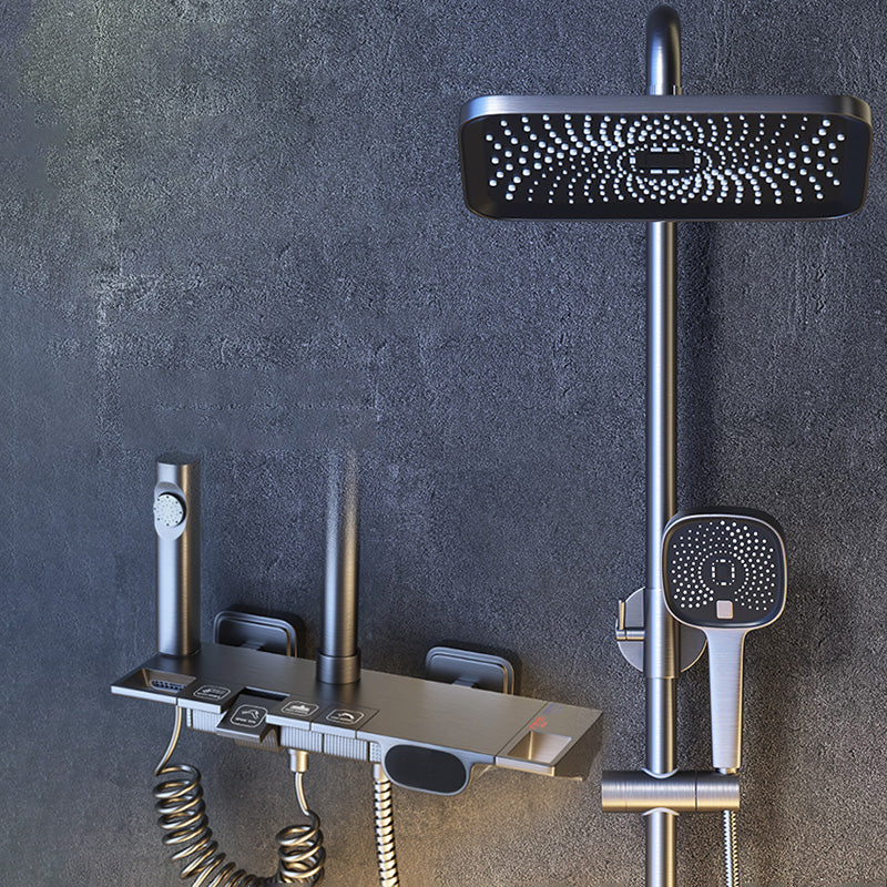 Grey Shower Set Shower Arm Wall Mounted Adjustable Spray Pattern Shower Hose Shower Set Clearhalo 'Bathroom Remodel & Bathroom Fixtures' 'Home Improvement' 'home_improvement' 'home_improvement_shower_faucets' 'Shower Faucets & Systems' 'shower_faucets' 'Showers & Bathtubs Plumbing' 'Showers & Bathtubs' 7195136