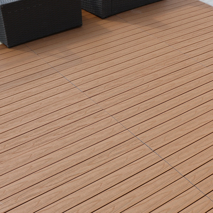 Square Snapping Patio Flooring Composite Tiles Striped Pattern Tile Set 35"L x 12"W x 1"H Teak Clearhalo 'Home Improvement' 'home_improvement' 'home_improvement_outdoor_deck_tiles_planks' 'Outdoor Deck Tiles & Planks' 'Outdoor Flooring & Tile' 'Outdoor Remodel' 'outdoor_deck_tiles_planks' 7195571