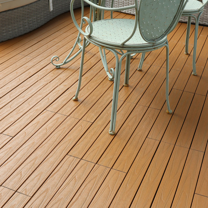 Square Snapping Patio Flooring Composite Tiles Striped Pattern Tile Set 24"L x 12"W x 1"H Teak Clearhalo 'Home Improvement' 'home_improvement' 'home_improvement_outdoor_deck_tiles_planks' 'Outdoor Deck Tiles & Planks' 'Outdoor Flooring & Tile' 'Outdoor Remodel' 'outdoor_deck_tiles_planks' 7195573