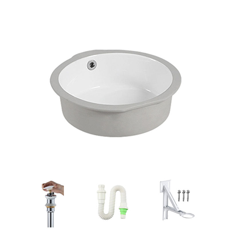 Circular Bathroom Sink Modern White Vitreous China Drop-in Bathroom Sink 14.2"L x 14.2"W x 6.1"H Sink Clearhalo 'Bathroom Remodel & Bathroom Fixtures' 'Bathroom Sinks & Faucet Components' 'Bathroom Sinks' 'bathroom_sink' 'Home Improvement' 'home_improvement' 'home_improvement_bathroom_sink' 7195963