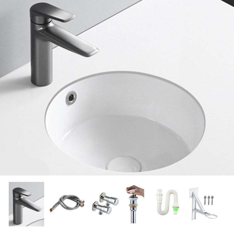 Circular Bathroom Sink Modern White Vitreous China Drop-in Bathroom Sink 14.2"L x 14.2"W x 6.1"H Sink with Faucet Clearhalo 'Bathroom Remodel & Bathroom Fixtures' 'Bathroom Sinks & Faucet Components' 'Bathroom Sinks' 'bathroom_sink' 'Home Improvement' 'home_improvement' 'home_improvement_bathroom_sink' 7195969