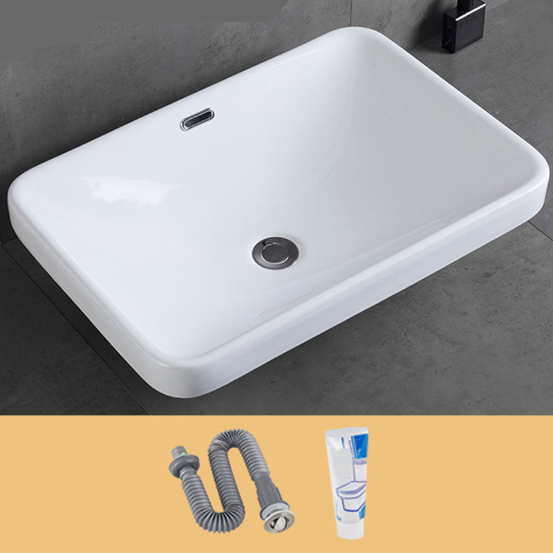 Contemporary Bathroom Sink with Overflow Porcelain Round Vessel Bathroom Sink Only 24"L x 16"W x 7"H Clearhalo 'Bathroom Remodel & Bathroom Fixtures' 'Bathroom Sinks & Faucet Components' 'Bathroom Sinks' 'bathroom_sink' 'Home Improvement' 'home_improvement' 'home_improvement_bathroom_sink' 7195986