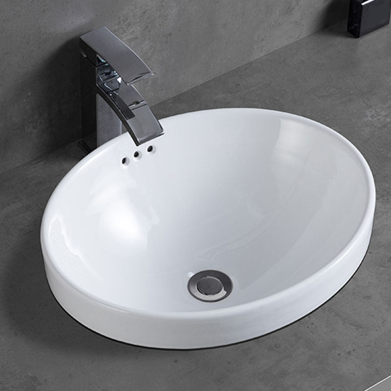 Contemporary Bathroom Sink with Overflow Porcelain Round Vessel Bathroom Sink Only Clearhalo 'Bathroom Remodel & Bathroom Fixtures' 'Bathroom Sinks & Faucet Components' 'Bathroom Sinks' 'bathroom_sink' 'Home Improvement' 'home_improvement' 'home_improvement_bathroom_sink' 7195991