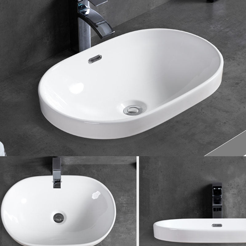 Contemporary Bathroom Sink with Overflow Porcelain Round Vessel Bathroom Sink Only Clearhalo 'Bathroom Remodel & Bathroom Fixtures' 'Bathroom Sinks & Faucet Components' 'Bathroom Sinks' 'bathroom_sink' 'Home Improvement' 'home_improvement' 'home_improvement_bathroom_sink' 7195998