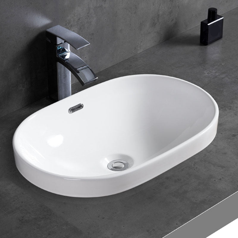 Contemporary Bathroom Sink with Overflow Porcelain Round Vessel Bathroom Sink Only Clearhalo 'Bathroom Remodel & Bathroom Fixtures' 'Bathroom Sinks & Faucet Components' 'Bathroom Sinks' 'bathroom_sink' 'Home Improvement' 'home_improvement' 'home_improvement_bathroom_sink' 7196003