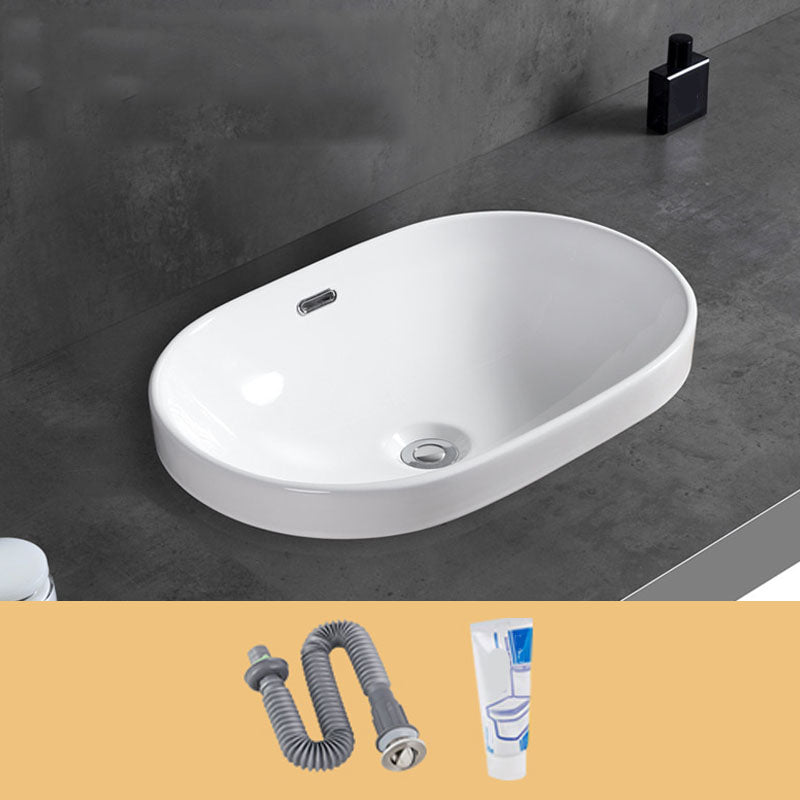 Contemporary Bathroom Sink with Overflow Porcelain Round Vessel Bathroom Sink Only 22"L x 14"W x 7"H Clearhalo 'Bathroom Remodel & Bathroom Fixtures' 'Bathroom Sinks & Faucet Components' 'Bathroom Sinks' 'bathroom_sink' 'Home Improvement' 'home_improvement' 'home_improvement_bathroom_sink' 7196005