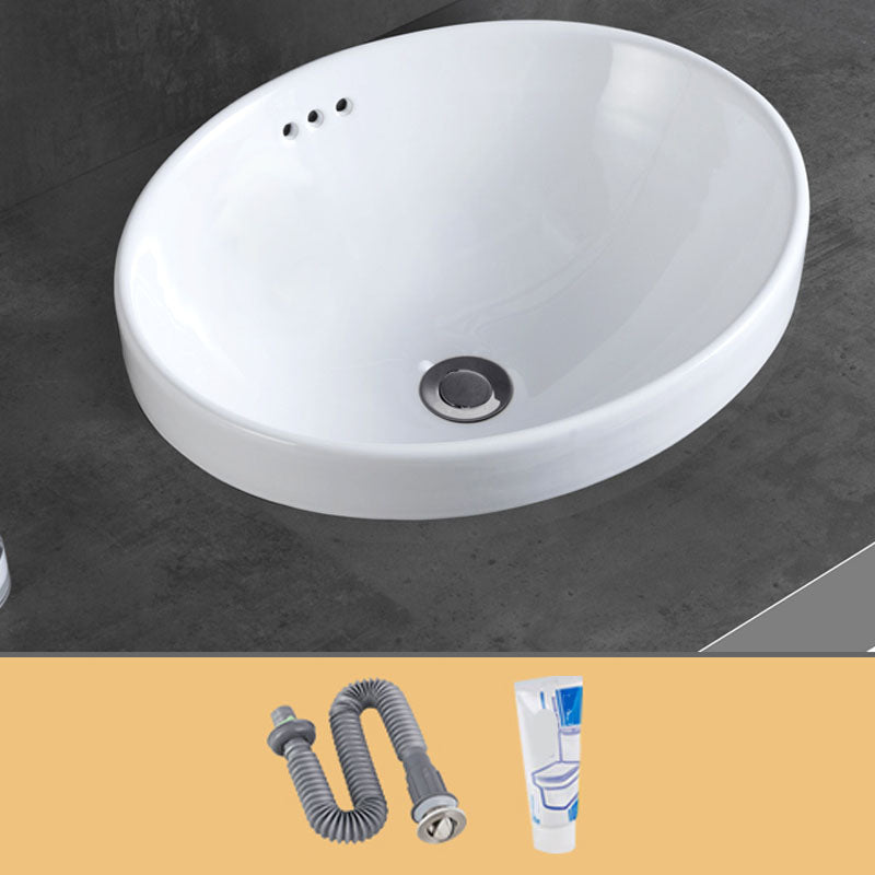 Contemporary Bathroom Sink with Overflow Porcelain Round Vessel Bathroom Sink Only 18"L x 15"W x 7"H Clearhalo 'Bathroom Remodel & Bathroom Fixtures' 'Bathroom Sinks & Faucet Components' 'Bathroom Sinks' 'bathroom_sink' 'Home Improvement' 'home_improvement' 'home_improvement_bathroom_sink' 7196007