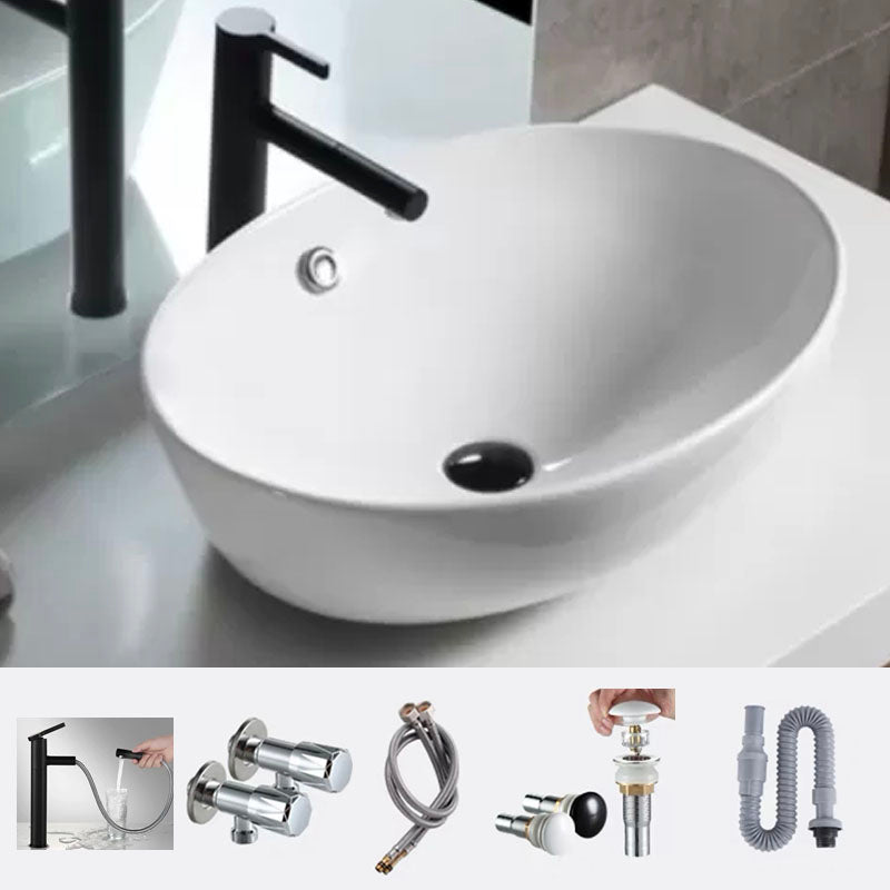 Bathroom Ceramic Sink Round Rod Handle Anti-spill Modern Faucet Sink 23"L x 17"W x 8"H Black Pull Out Faucet Clearhalo 'Bathroom Remodel & Bathroom Fixtures' 'Bathroom Sinks & Faucet Components' 'Bathroom Sinks' 'bathroom_sink' 'Home Improvement' 'home_improvement' 'home_improvement_bathroom_sink' 7196042