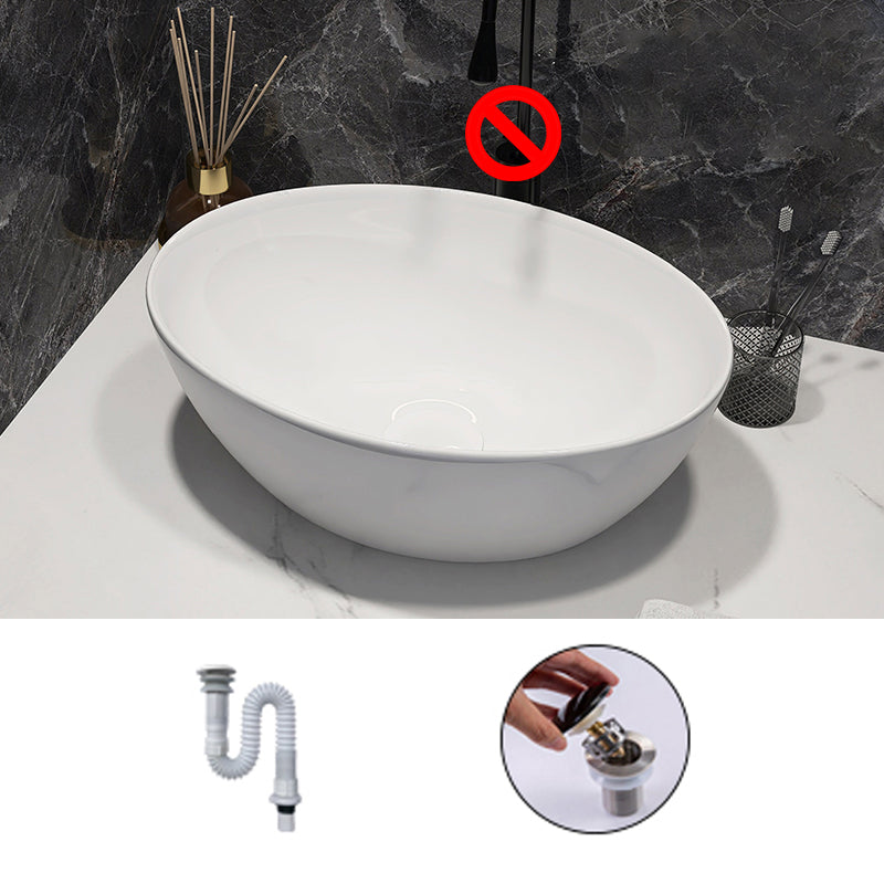 Modern Style Vessel Bathroom Sink Round Ceramic Vessel Bathroom Sink in White 16"L x 13"W x 6"H Sink Unavailable Clearhalo 'Bathroom Remodel & Bathroom Fixtures' 'Bathroom Sinks & Faucet Components' 'Bathroom Sinks' 'bathroom_sink' 'Home Improvement' 'home_improvement' 'home_improvement_bathroom_sink' 7196138