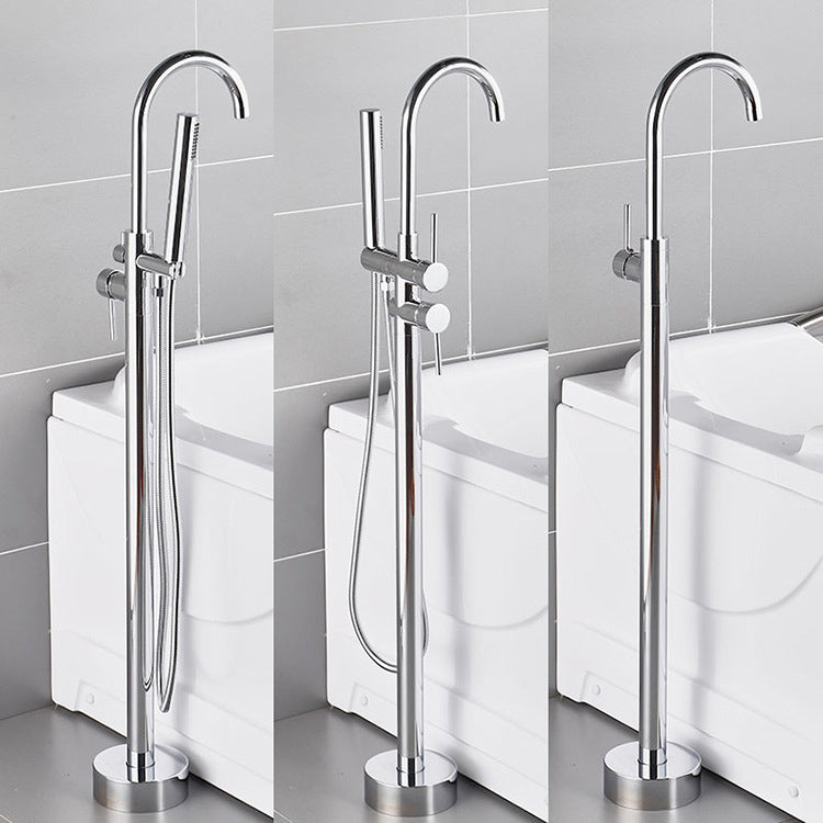 Floor Mounted Freestanding Tub Filler Single Handle Metal Freestanding Faucet Clearhalo 'Bathroom Remodel & Bathroom Fixtures' 'Bathtub Faucets' 'bathtub_faucets' 'Home Improvement' 'home_improvement' 'home_improvement_bathtub_faucets' 7196426