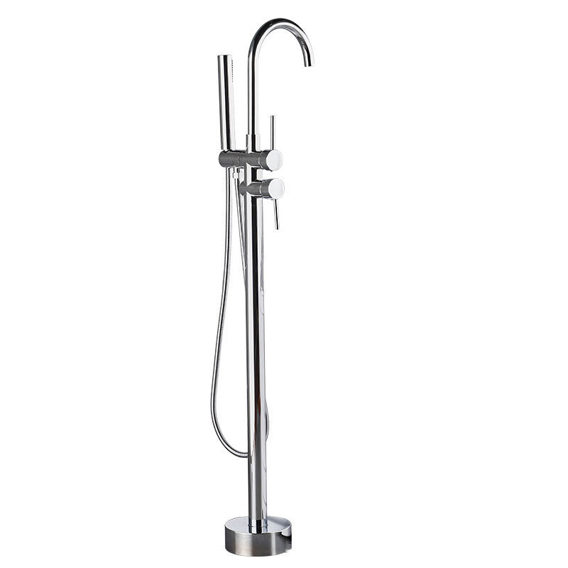 Floor Mounted Freestanding Tub Filler Single Handle Metal Freestanding Faucet Clearhalo 'Bathroom Remodel & Bathroom Fixtures' 'Bathtub Faucets' 'bathtub_faucets' 'Home Improvement' 'home_improvement' 'home_improvement_bathtub_faucets' 7196433