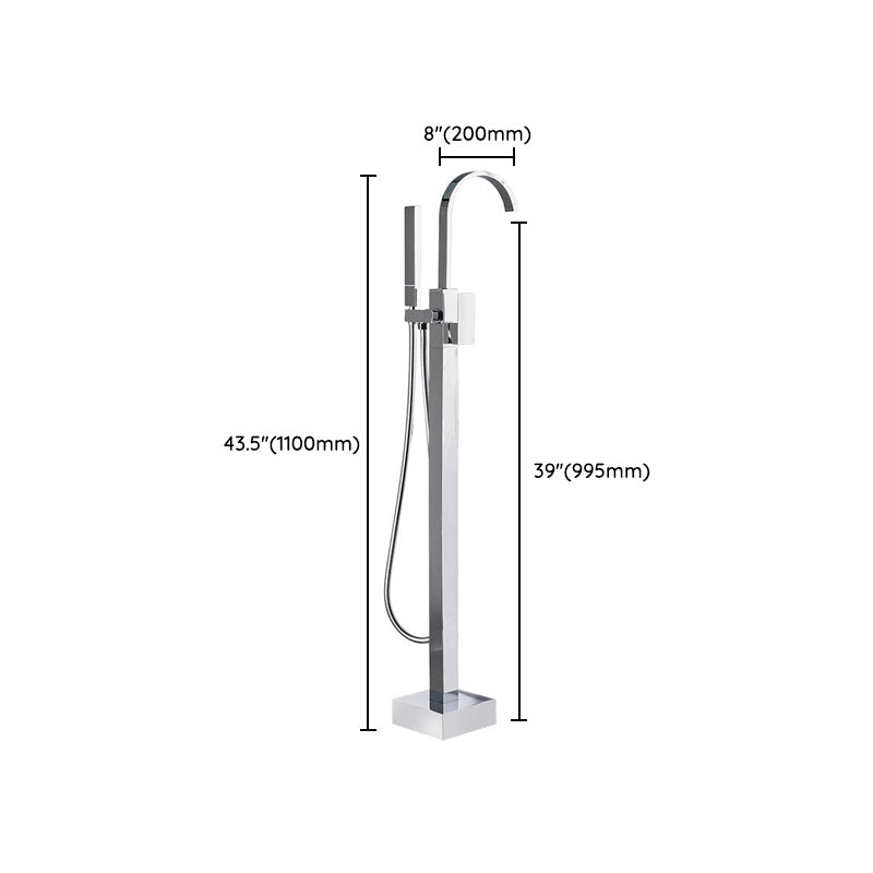 Floor Mounted Freestanding Tub Filler Single Handle Metal Freestanding Faucet Clearhalo 'Bathroom Remodel & Bathroom Fixtures' 'Bathtub Faucets' 'bathtub_faucets' 'Home Improvement' 'home_improvement' 'home_improvement_bathtub_faucets' 7196440