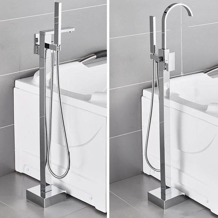 Floor Mounted Freestanding Tub Filler Metal High Arc Freestanding Bathtub Faucet Clearhalo 'Bathroom Remodel & Bathroom Fixtures' 'Bathtub Faucets' 'bathtub_faucets' 'Home Improvement' 'home_improvement' 'home_improvement_bathtub_faucets' 7196459