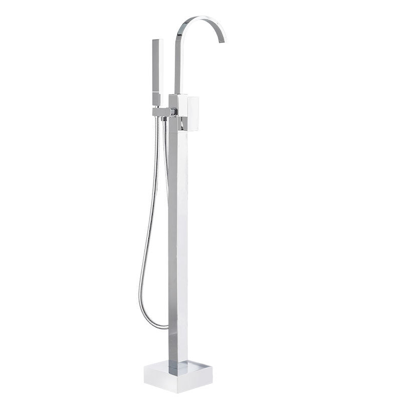 Floor Mounted Freestanding Tub Filler Metal High Arc Freestanding Bathtub Faucet Clearhalo 'Bathroom Remodel & Bathroom Fixtures' 'Bathtub Faucets' 'bathtub_faucets' 'Home Improvement' 'home_improvement' 'home_improvement_bathtub_faucets' 7196465