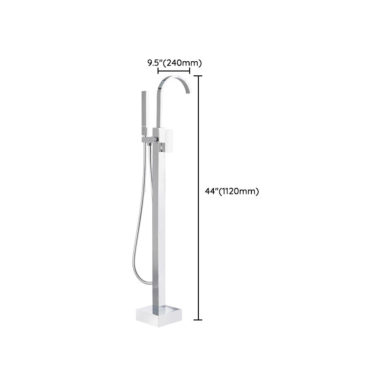 Floor Mounted Freestanding Tub Filler Metal High Arc Freestanding Bathtub Faucet Clearhalo 'Bathroom Remodel & Bathroom Fixtures' 'Bathtub Faucets' 'bathtub_faucets' 'Home Improvement' 'home_improvement' 'home_improvement_bathtub_faucets' 7196472