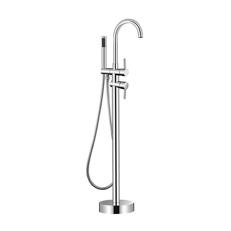 Floor Mounted Copper Freestanding Tub Filler Freestanding High Arc Freestanding Faucet Chrome Clearhalo 'Bathroom Remodel & Bathroom Fixtures' 'Bathtub Faucets' 'bathtub_faucets' 'Home Improvement' 'home_improvement' 'home_improvement_bathtub_faucets' 7196476