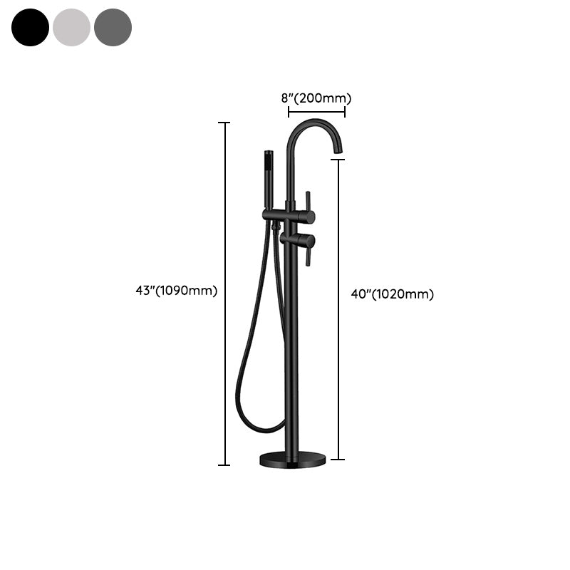 Floor Mounted Copper Freestanding Tub Filler Freestanding High Arc Freestanding Faucet Clearhalo 'Bathroom Remodel & Bathroom Fixtures' 'Bathtub Faucets' 'bathtub_faucets' 'Home Improvement' 'home_improvement' 'home_improvement_bathtub_faucets' 7196486