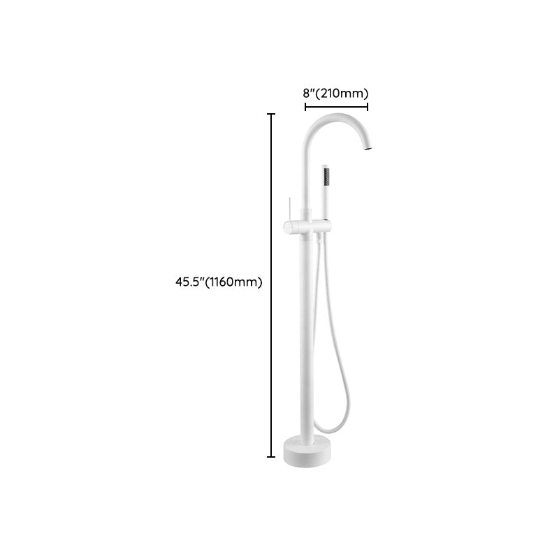 Floor Mounted Freestanding Tub Filler Metal Freestanding Bathtub Faucet in White Clearhalo 'Bathroom Remodel & Bathroom Fixtures' 'Bathtub Faucets' 'bathtub_faucets' 'Home Improvement' 'home_improvement' 'home_improvement_bathtub_faucets' 7196516