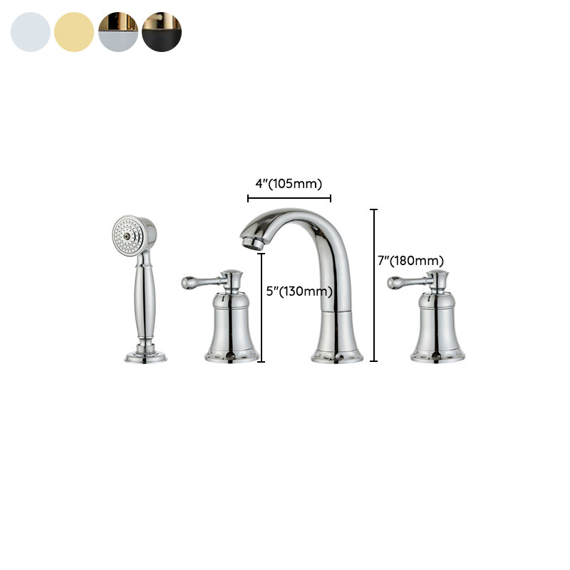 Modern Deck Mounted Lever Handle Bathroom Faucet with Handheld Shower Head Clearhalo 'Bathroom Remodel & Bathroom Fixtures' 'Bathtub Faucets' 'bathtub_faucets' 'Home Improvement' 'home_improvement' 'home_improvement_bathtub_faucets' 7196643