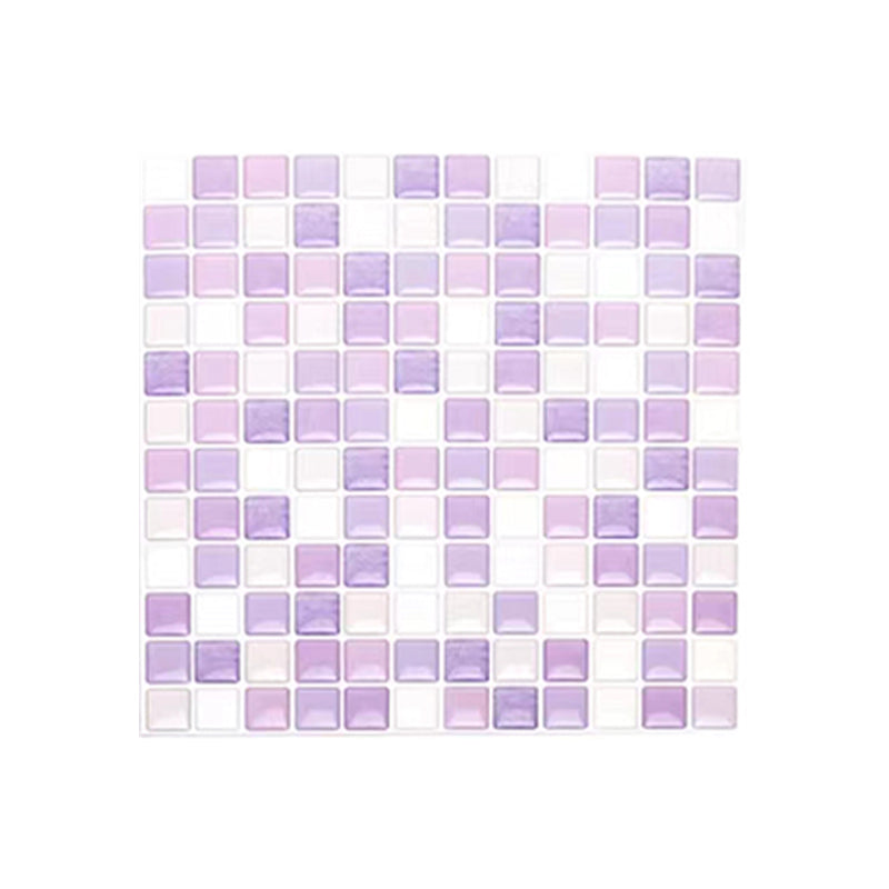 Plastic Peel & Stick Mosaic Tile Waterproof Peel & Stick Mosaic Tile with Square Shape White-Purple Clearhalo 'Flooring 'Home Improvement' 'home_improvement' 'home_improvement_peel_stick_blacksplash' 'Peel & Stick Backsplash Tile' 'peel_stick_blacksplash' 'Walls & Ceilings' Walls and Ceiling' 7197909