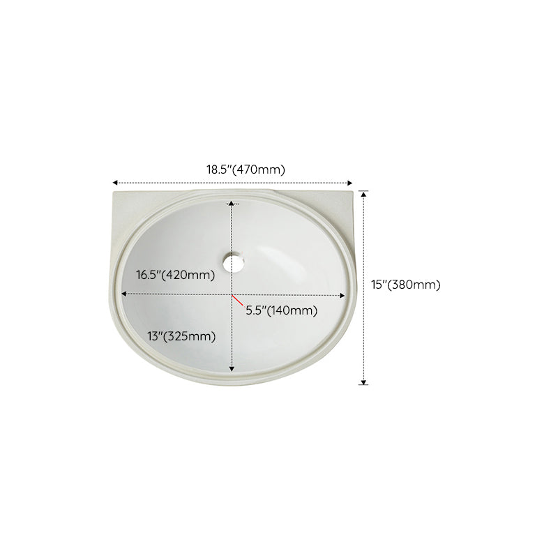 Modern Style Bathroom Sink Oval-shape Ceramic Bathroom Sink in White Clearhalo 'Bathroom Remodel & Bathroom Fixtures' 'Bathroom Sinks & Faucet Components' 'Bathroom Sinks' 'bathroom_sink' 'Home Improvement' 'home_improvement' 'home_improvement_bathroom_sink' 7198431