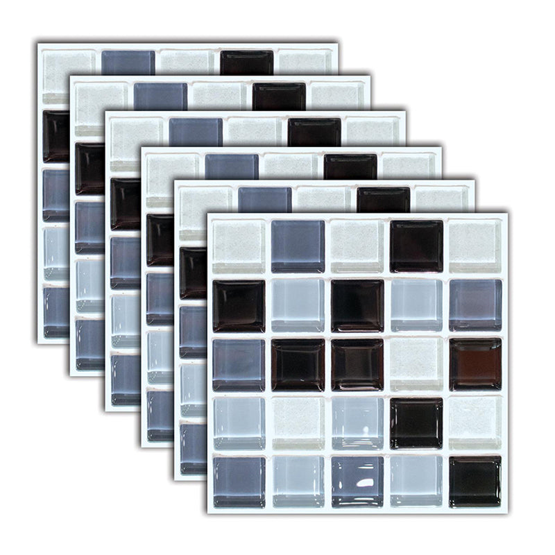 Mosaic Tile Wallpaper PVC Waterproof Peel & Stick Mosaic Tile Blue-Black 6-Piece Set Clearhalo 'Flooring 'Home Improvement' 'home_improvement' 'home_improvement_peel_stick_blacksplash' 'Peel & Stick Backsplash Tile' 'peel_stick_blacksplash' 'Walls & Ceilings' Walls and Ceiling' 7198662