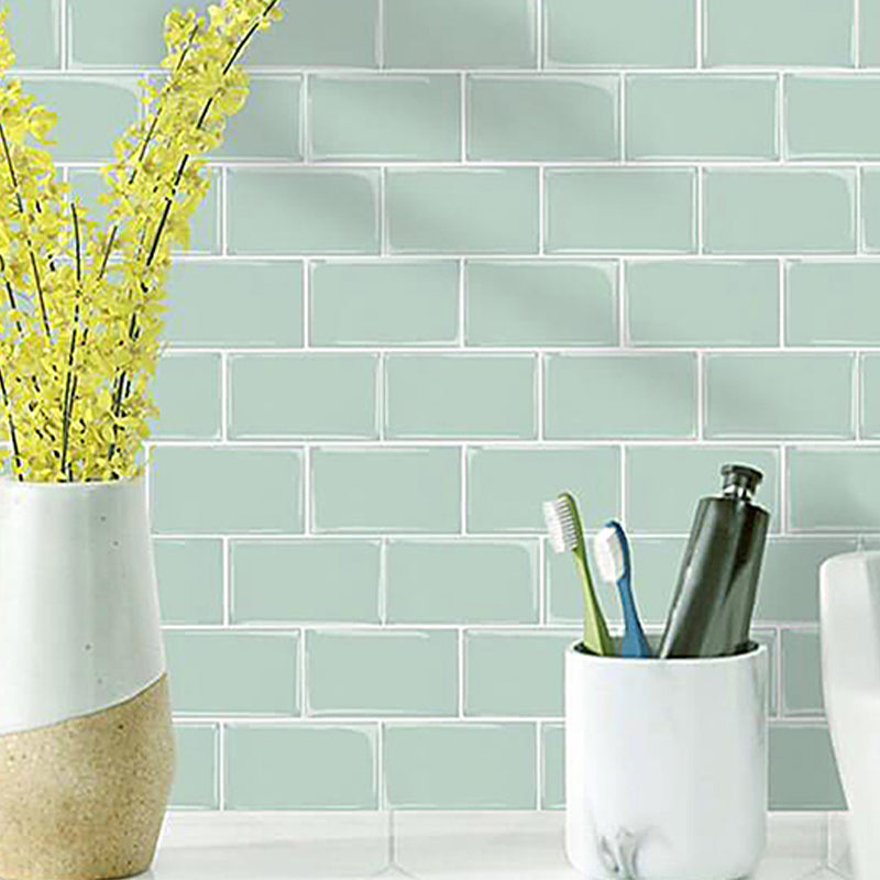 Subway Tile Wallpaper Plastic Waterproof Peel & Stick Subway Tile Green 5-Piece Set Clearhalo 'Flooring 'Home Improvement' 'home_improvement' 'home_improvement_peel_stick_blacksplash' 'Peel & Stick Backsplash Tile' 'peel_stick_blacksplash' 'Walls & Ceilings' Walls and Ceiling' 7198675