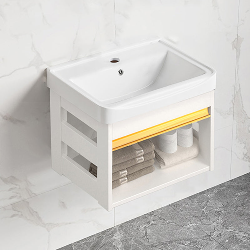 Sink Vanity Set White Drawers Wall-mounted Rectangular Sink with Faucet Bathroom Vanity Clearhalo 'Bathroom Remodel & Bathroom Fixtures' 'Bathroom Vanities' 'bathroom_vanities' 'Home Improvement' 'home_improvement' 'home_improvement_bathroom_vanities' 7198724