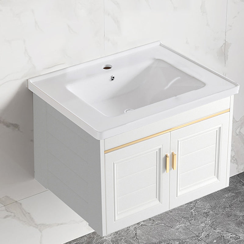 Sink Vanity Set White Drawers Wall-mounted Rectangular Sink with Faucet Bathroom Vanity 24"L x 16"W x 15"H Clearhalo 'Bathroom Remodel & Bathroom Fixtures' 'Bathroom Vanities' 'bathroom_vanities' 'Home Improvement' 'home_improvement' 'home_improvement_bathroom_vanities' 7198734