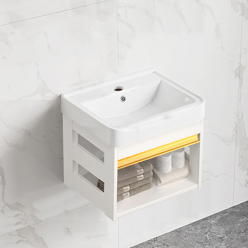 Sink Vanity Set White Drawers Wall-mounted Rectangular Sink with Faucet Bathroom Vanity 17"L x 14"W x 16"H Clearhalo 'Bathroom Remodel & Bathroom Fixtures' 'Bathroom Vanities' 'bathroom_vanities' 'Home Improvement' 'home_improvement' 'home_improvement_bathroom_vanities' 7198737