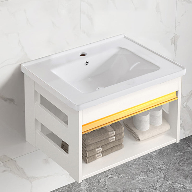 Sink Vanity Set White Drawers Wall-mounted Rectangular Sink with Faucet Bathroom Vanity 24"L x 16"W x 16"H Clearhalo 'Bathroom Remodel & Bathroom Fixtures' 'Bathroom Vanities' 'bathroom_vanities' 'Home Improvement' 'home_improvement' 'home_improvement_bathroom_vanities' 7198741