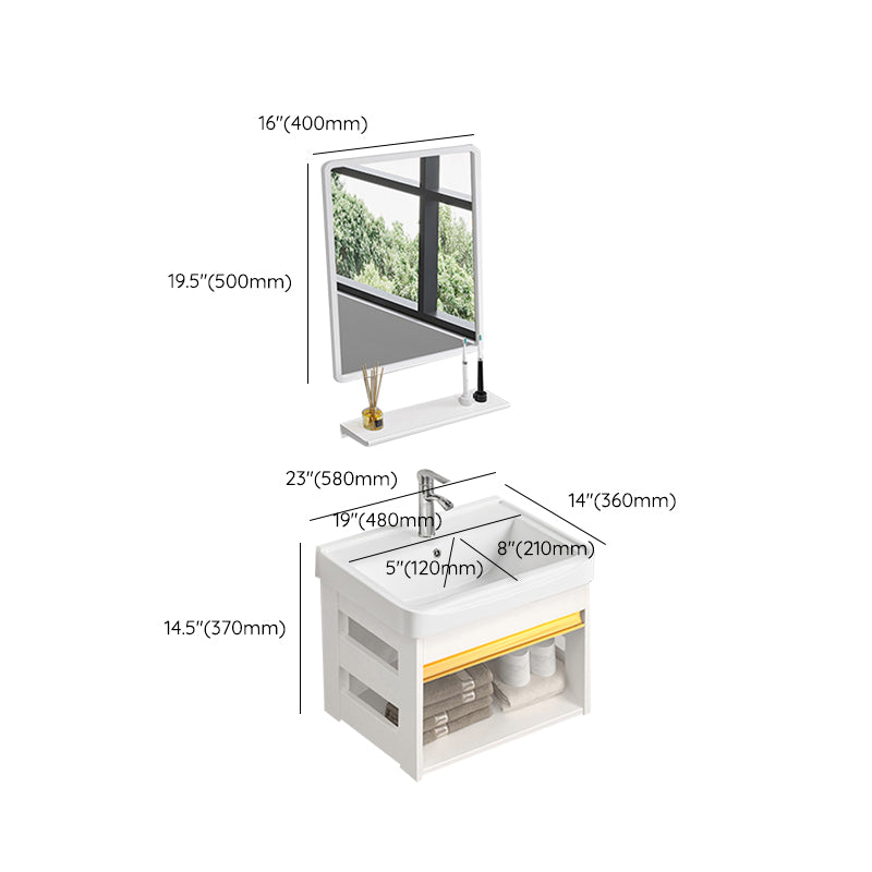 Sink Vanity Set White Drawers Wall-mounted Rectangular Sink with Faucet Clearhalo 'Bathroom Remodel & Bathroom Fixtures' 'Bathroom Vanities' 'bathroom_vanities' 'Home Improvement' 'home_improvement' 'home_improvement_bathroom_vanities' 7198749