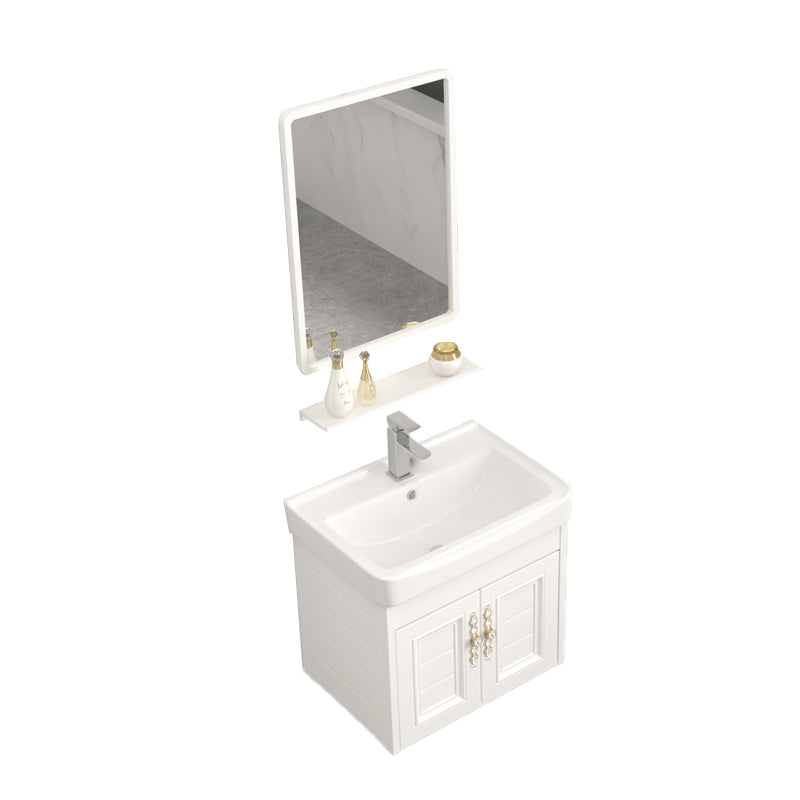 Wall Mounted Vanity Set White Storage Shelf Faucet Sink Vanity with Mirror Vanity & Faucet & Mirrors 20"L x 14"W x 16"H Wall Cabinet Clearhalo 'Bathroom Remodel & Bathroom Fixtures' 'Bathroom Vanities' 'bathroom_vanities' 'Home Improvement' 'home_improvement' 'home_improvement_bathroom_vanities' 7198858