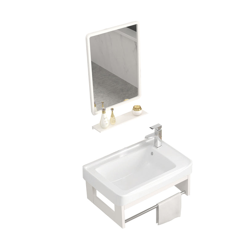 Wall Mounted Vanity Set White Storage Shelf Faucet Sink Vanity with Mirror Vanity & Faucet & Mirrors 20"L x 12"W x 15"H Towel Holder Clearhalo 'Bathroom Remodel & Bathroom Fixtures' 'Bathroom Vanities' 'bathroom_vanities' 'Home Improvement' 'home_improvement' 'home_improvement_bathroom_vanities' 7198862