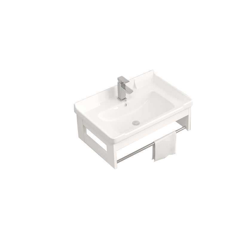 Wall Mounted Vanity Set White Storage Shelf Faucet Sink Vanity with Mirror Vanity & Faucet 24"L x 18"W x 10"H Towel Holder Clearhalo 'Bathroom Remodel & Bathroom Fixtures' 'Bathroom Vanities' 'bathroom_vanities' 'Home Improvement' 'home_improvement' 'home_improvement_bathroom_vanities' 7198873