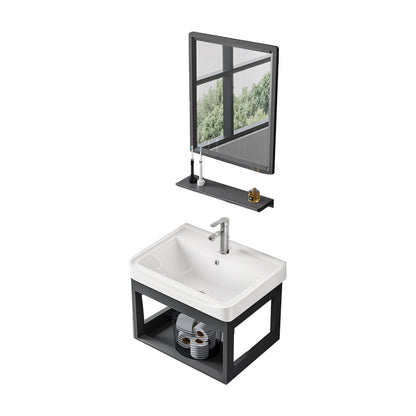 Bathroom Sink Vanity Rectangular Ceramic Sink Drawers Mirror Vanity with Faucet Vanity & Faucet & Mirrors Porcelain Clearhalo 'Bathroom Remodel & Bathroom Fixtures' 'Bathroom Vanities' 'bathroom_vanities' 'Home Improvement' 'home_improvement' 'home_improvement_bathroom_vanities' 7199079