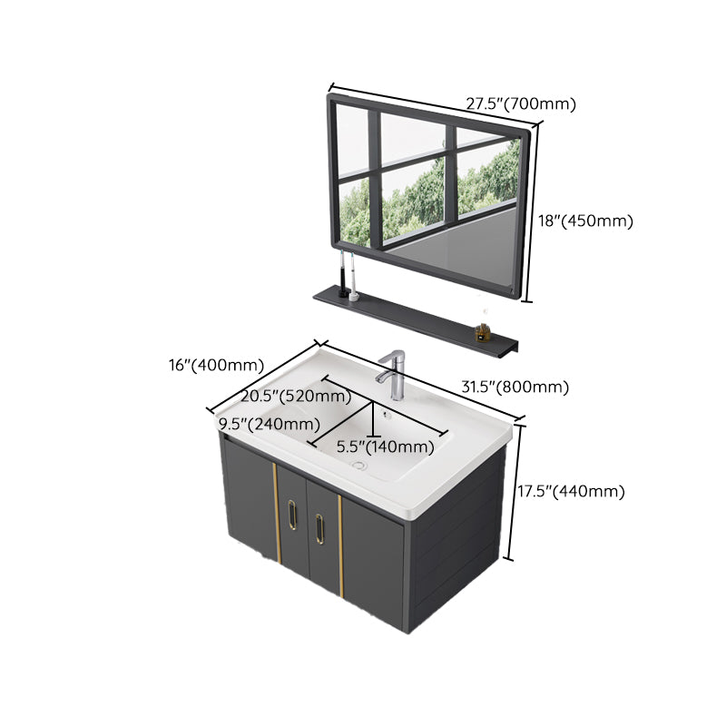 Bathroom Sink Vanity Rectangular Ceramic Sink Drawers Mirror Vanity with Faucet Clearhalo 'Bathroom Remodel & Bathroom Fixtures' 'Bathroom Vanities' 'bathroom_vanities' 'Home Improvement' 'home_improvement' 'home_improvement_bathroom_vanities' 7199104