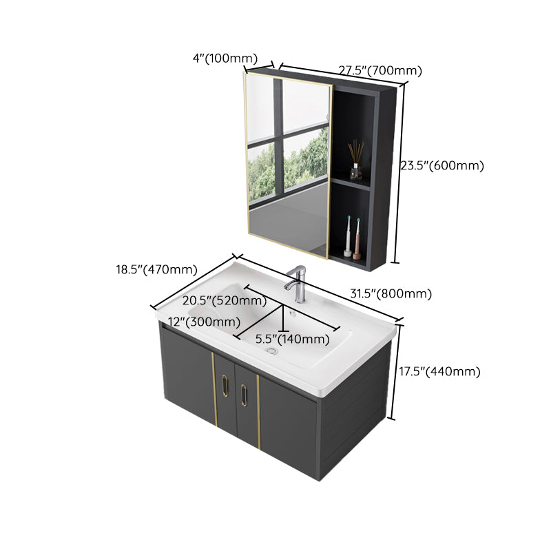 Bathroom Sink Vanity Rectangular Ceramic Sink Drawers Mirror Vanity with Faucet Clearhalo 'Bathroom Remodel & Bathroom Fixtures' 'Bathroom Vanities' 'bathroom_vanities' 'Home Improvement' 'home_improvement' 'home_improvement_bathroom_vanities' 7199118