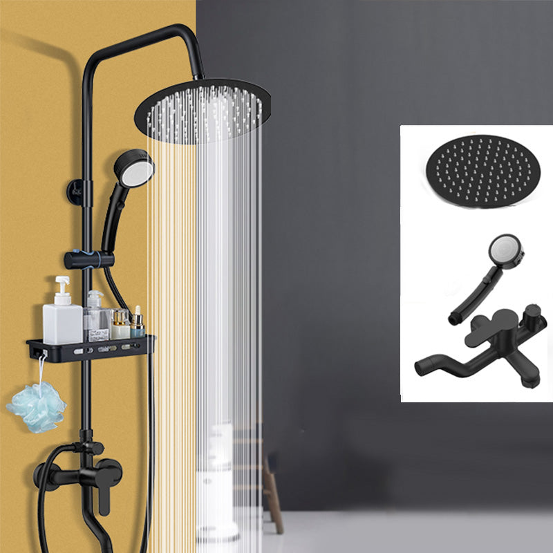 Shower System Wall Mount Adjustable Spray Pattern Shower Arm Shower Set with Shower Hose Textured Black Round 3 Clearhalo 'Bathroom Remodel & Bathroom Fixtures' 'Home Improvement' 'home_improvement' 'home_improvement_shower_faucets' 'Shower Faucets & Systems' 'shower_faucets' 'Showers & Bathtubs Plumbing' 'Showers & Bathtubs' 7202531