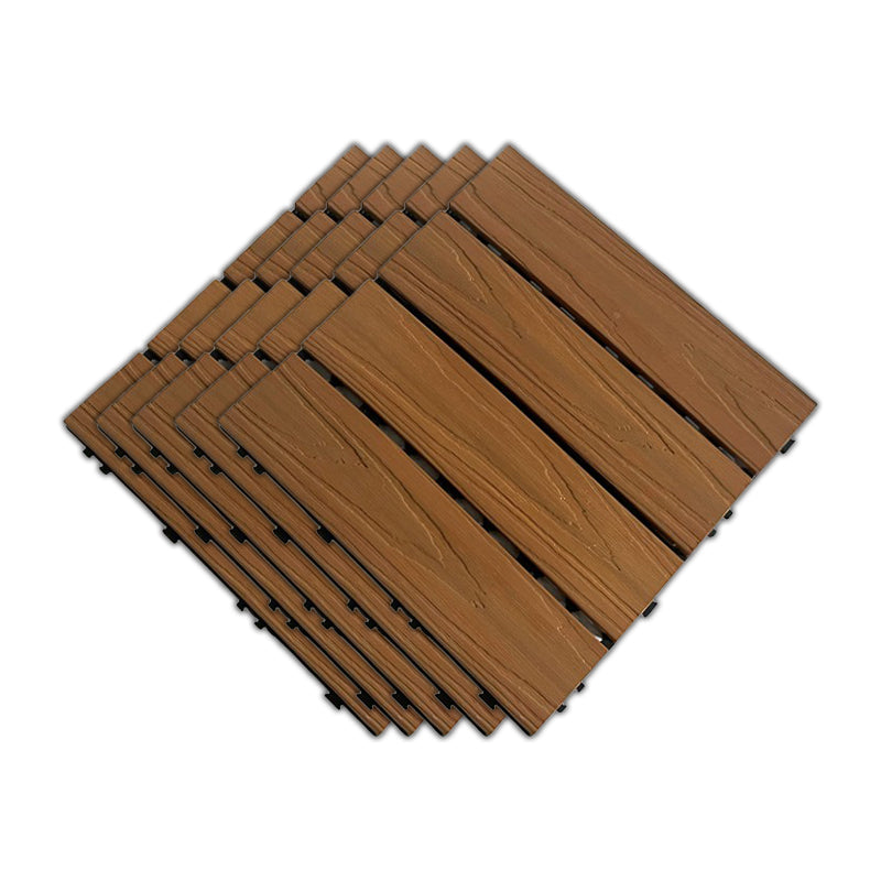 Outdoor Patio Flooring Tiles Embossed Composite Snap Fit Decking Tiles Teak Co-Extrusion Clearhalo 'Home Improvement' 'home_improvement' 'home_improvement_outdoor_deck_tiles_planks' 'Outdoor Deck Tiles & Planks' 'Outdoor Flooring & Tile' 'Outdoor Remodel' 'outdoor_deck_tiles_planks' 7202559