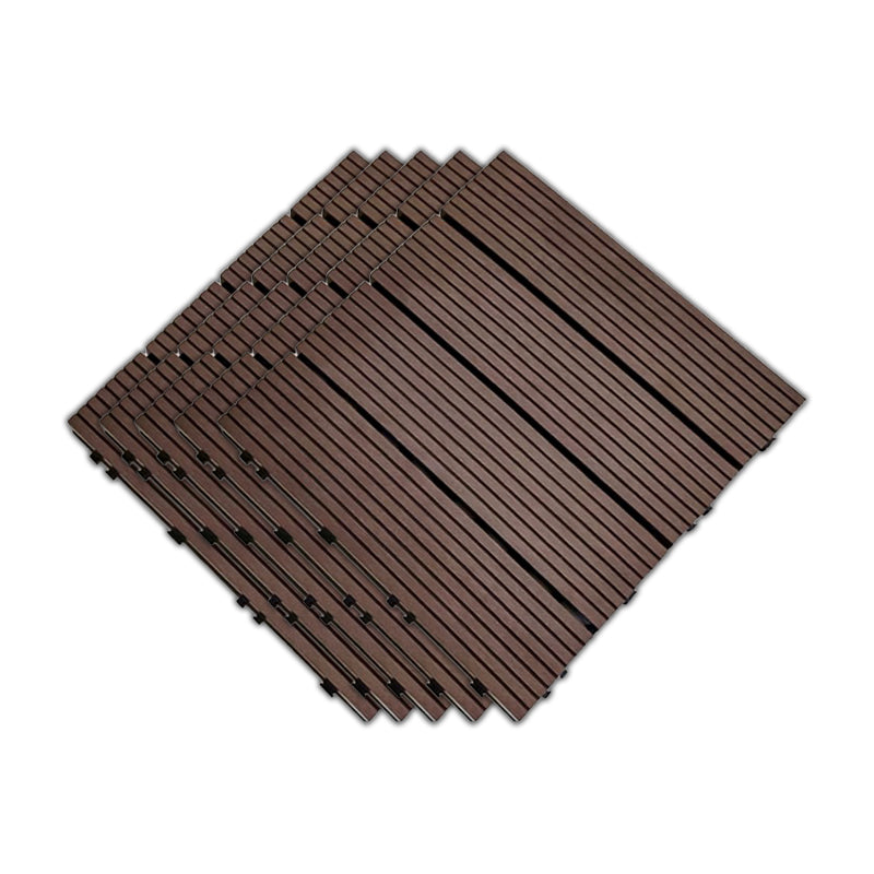 Outdoor Patio Flooring Tiles Embossed Composite Snap Fit Decking Tiles Coffee Straight Grain Clearhalo 'Home Improvement' 'home_improvement' 'home_improvement_outdoor_deck_tiles_planks' 'Outdoor Deck Tiles & Planks' 'Outdoor Flooring & Tile' 'Outdoor Remodel' 'outdoor_deck_tiles_planks' 7202561