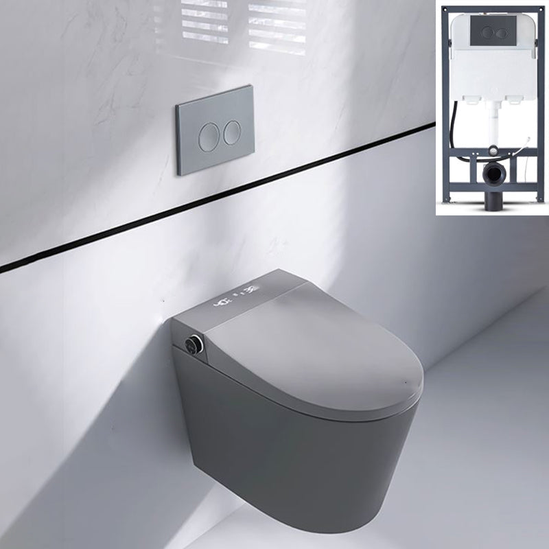 Elongated Wall Mounted Bidet Deodorizing Smart Bidet with Heated Seat Toilet with Water Tank Grey Clearhalo 'Bathroom Remodel & Bathroom Fixtures' 'Bidets' 'Home Improvement' 'home_improvement' 'home_improvement_bidets' 'Toilets & Bidets' 7204540